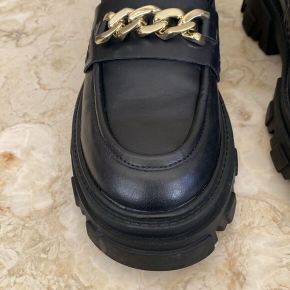 Design Lab Meera Lug Platform Loafers Black Vegan Leather - Picture 6 of 14